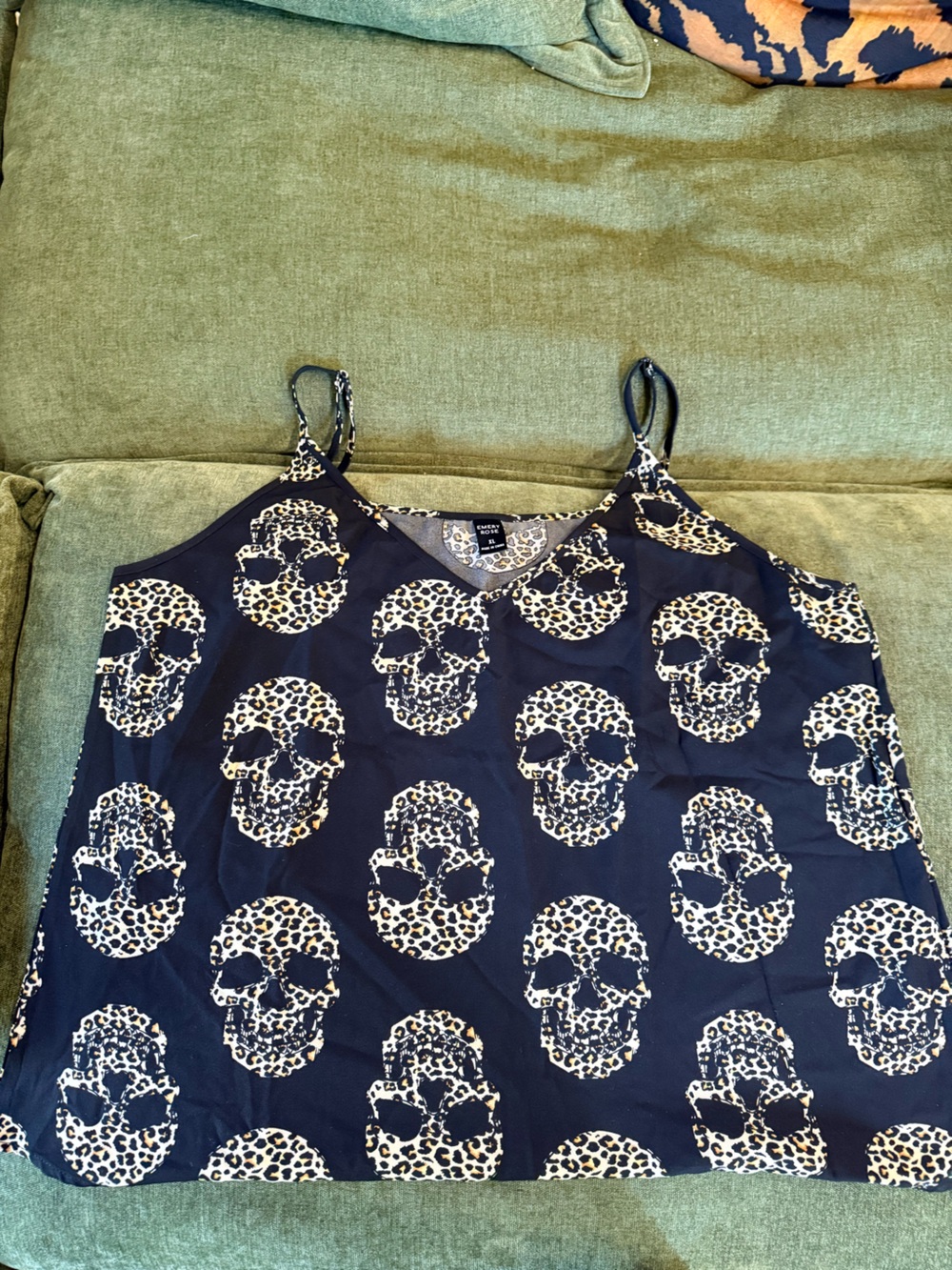Leopard Skull Print Cami Top - Black